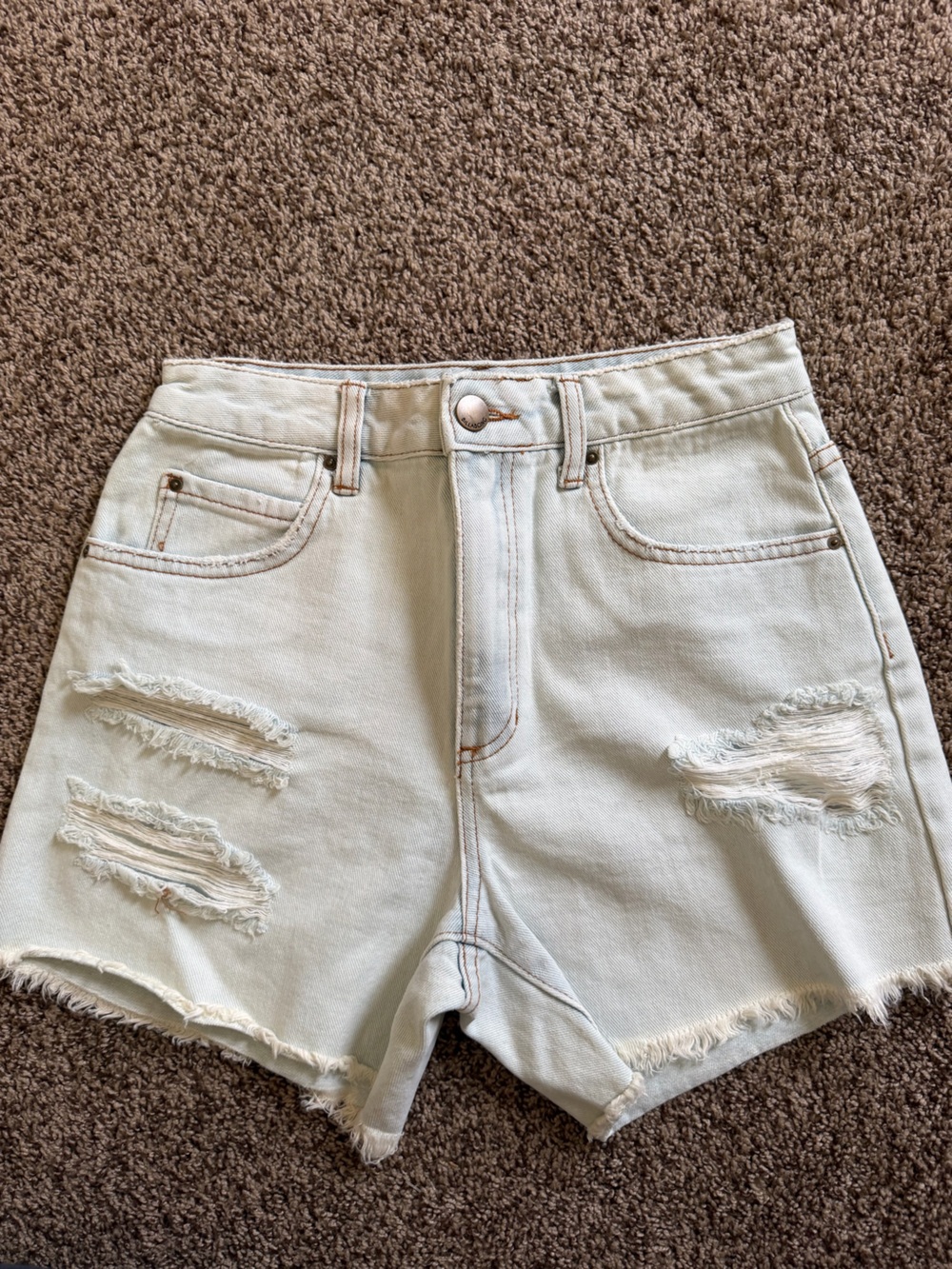 Billabong Light Wash Distressed Denim Shorts